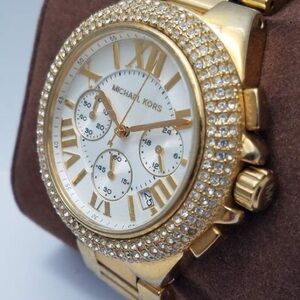 Like New Michael Kors Watch - rose gold with diamonds